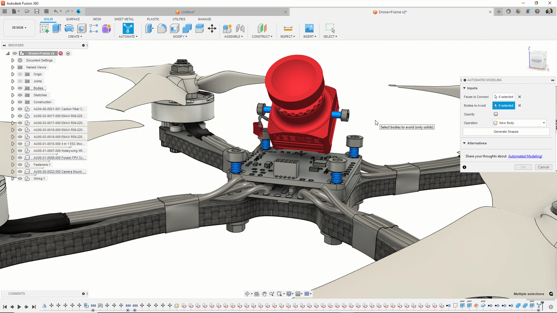Fusion360 new support for document switching while waiting for results in automated modeling