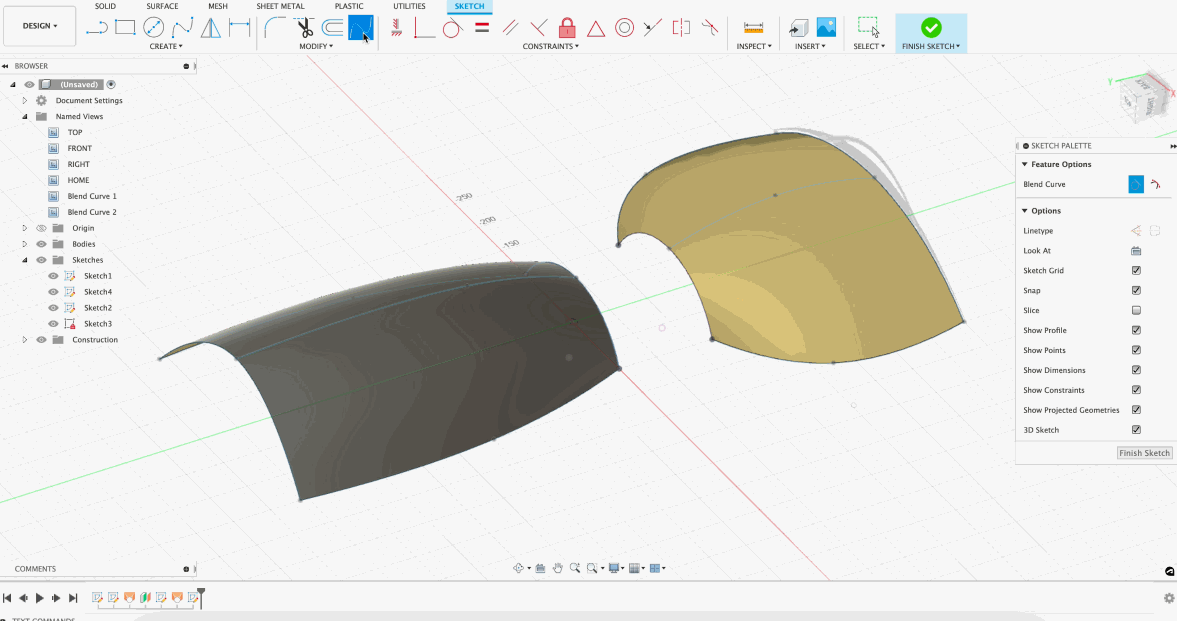 New Blend Curve command in Fusion360 Sketch2