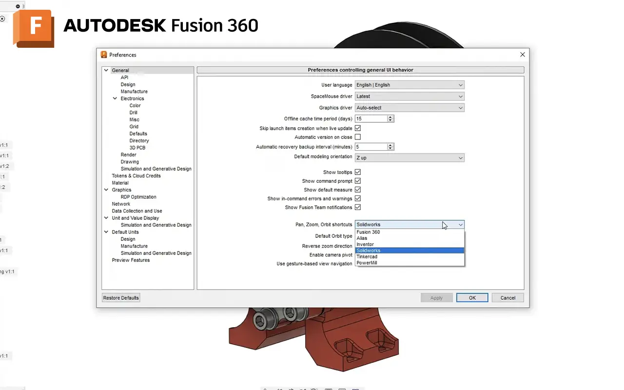 You are currently viewing 如何在 Fusion 360 中「設置縮放」、「平移」和「動態觀察」控件？